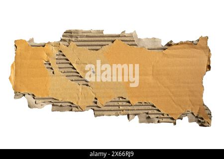 Old piece of torn cardboard paper on white background with clipping path Stock Photo