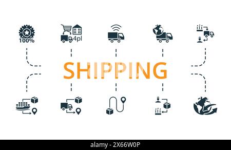 Shipping set. Creative icons. Editable elements. Stock Vector