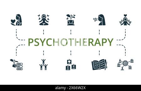 Psychotherapy set. Creative icons. Editable elements. Stock Vector