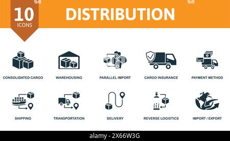Distribution set. Creative icons. Editable elements. Stock Vector