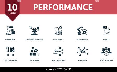 Performance set. Creative icons. Editable elements. Stock Vector