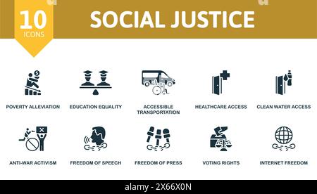 Social justice set. Creative icons. Editable elements. Stock Vector