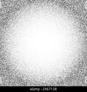 Noise round frame gradient. Texture grain effect. Stipple pattern transition. Grunge monochrome background. Stock Vector