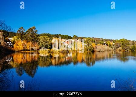 DAYLESFORD, AUSTRALIA - MAY 12 2024: Landscape around Lake Daylesford in a cool late autumn afternoon in Daylesford, Victoria, Australia Stock Photo