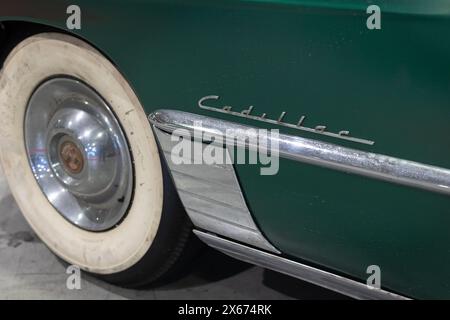 Detail of  Green Cadillac Convertible Coupe 62 series Produced in 1948. Stock Photo