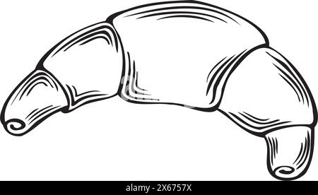 Croissant icon. Vector illustration isolated, linear style. Bakery goods. Hand drawn sketch traditional french bread symbol Template nutrition product Stock Vector