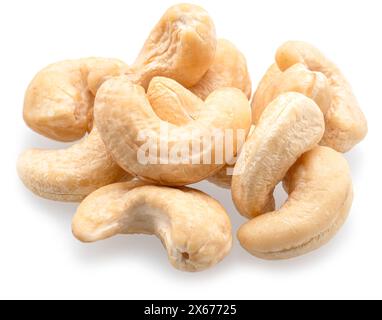 Raw cashew nuts isolated on white background. Stock Photo