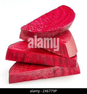 Red beetroot slices isolated on white background. Stock Photo