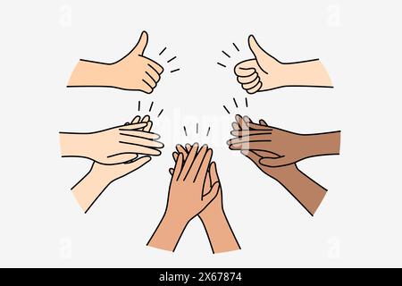 Hands of grateful people clap and congratulate set, multicultural ...