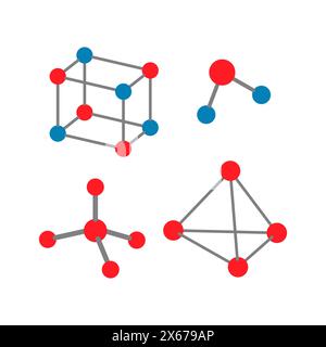 Set of vector icons on the theme of molecules, chemistry. Medicine. Stock Vector