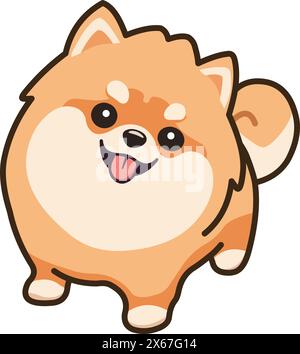 Cute Pomeranian dog showing tongue out Stock Vector