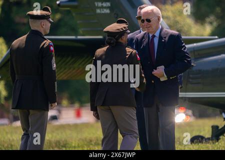 US President Joe Biden steps off Marine One at Fort Lesley J. McNair in Washington, DC, USA. 13th May, 2024. President Biden is returning to Washington from Rehoboth Beach, Delaware. Credit: Sipa USA/Alamy Live News Stock Photo