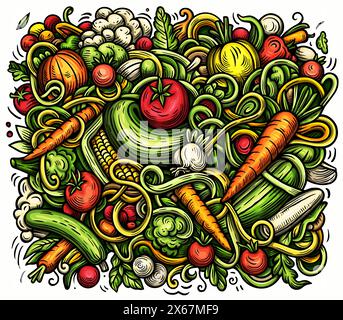 Vegetables cartoon vector doodles illustration Stock Vector