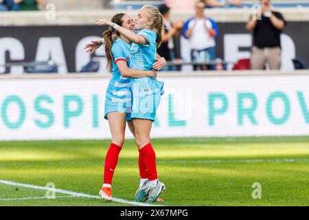 Bridgeview, Illinois, USA. 12th May, 2024. Chicago Red Stars players celebrate goal during NWSL Soccer match action between the Utah Royals FC and Chicago Red Stars at SeatGeek Stadium in Bridgeview, Illinois. John Mersits/CSM/Alamy Live News Stock Photo