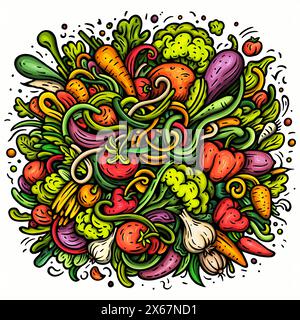 Vegetables cartoon vector doodles illustration Stock Vector