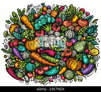 Vegetables cartoon vector doodles illustration Stock Vector