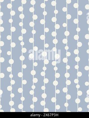 Pastel blue geometric seamless vector pattern, vertical stripes with irregularly spaced dots. Vector illustration Stock Vector