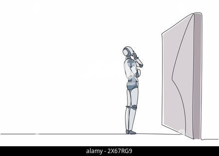 Confused AI robot thinking with hand on chin, artificial intelligence ...