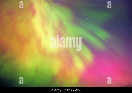 Northern Lights over the Yaak Valley on May 11, 2024. Lincoln County, northwest Montana. (Photo by Randy Beacham) Stock Photo