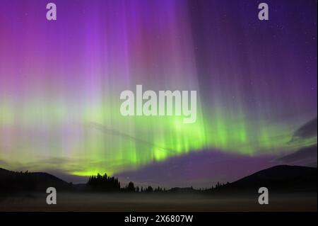 Northern Lights over the Yaak Valley on May 11, 2024. Lincoln County, northwest Montana. (Photo by Randy Beacham) Stock Photo