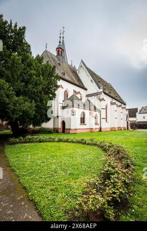 St. Martin's Catholic Church in Oestrich (Rheingau), late Gothic three-aisled hall church with star vault, Hesse, Germany Stock Photo