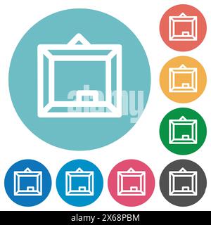 Blackboard and chalk outline flat white icons on round color backgrounds Stock Vector