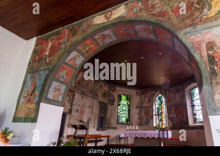 Reuthe, church Reuthe, frescos in Bregenzerwald (Bregenz Forest), Vorarlberg, Austria Stock Photo