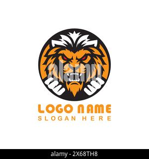 Angry Lion Face Logo With Vector File Stock Vector