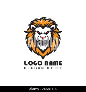 Angry Lion Face Logo With Vector File Stock Vector