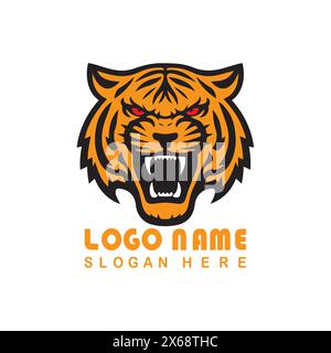Angry Tiger Face Logo With Vector File Stock Vector