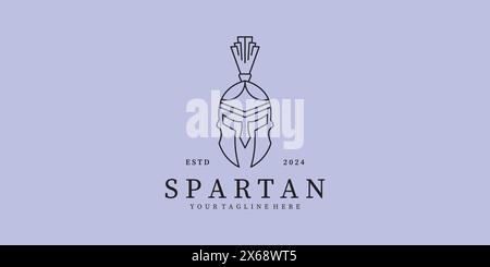 head spartan logo icon vector line art minimalist illustration design Stock Vector