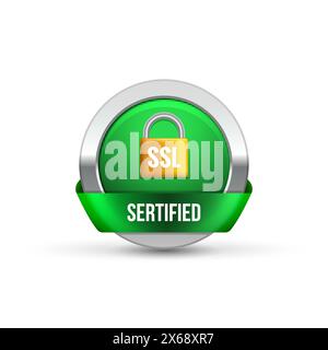 SSL secure protection symbol. SSL security transaction button with ribbon. Lock guard design icon Stock Vector