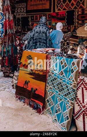 Traditional market at Siwa Oasis, Egypt, displaying vibrant local crafts Stock Photo