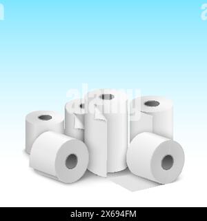 Toilet paper roll tissue. Toilet towel icon isolated realistic illustration. Kitchen wc white tape paper Stock Vector