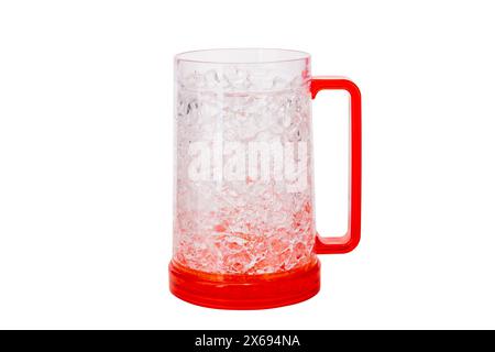 Empty orange beer mug with ergonomic handle isolated on white background with copy space Stock Photo