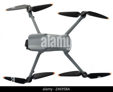 Gray drone uav above top view isolated on studio background Stock Photo