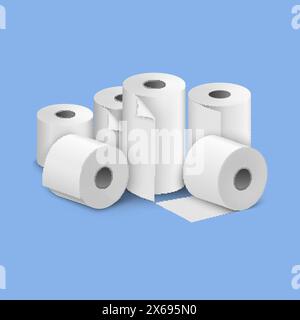 Toilet paper roll tissue. Toilet towel icon isolated realistic illustration. Kitchen wc white tape paper Stock Vector