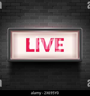 Live light broadcast sign. Tv radio studio live red box on air show icon Stock Vector