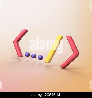 Piece of code - stylized 3d CGI icon object Stock Photo