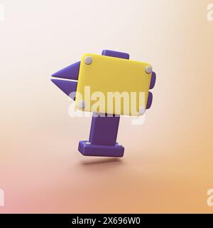 Sign post direction - stylized 3d CGI icon object Stock Photo