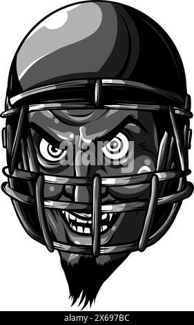 devils football team design with mascot wearing facemask and horns for school Stock Vector