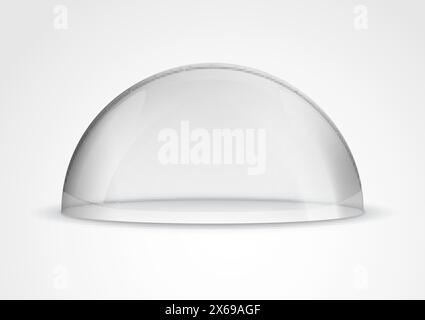 Glass dome container mock-up. Plastic dome model cover for exhibition isolated. Blank vector transparent dome Stock Vector