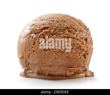 homemade chocolate ice cream scoop isolated on white background Stock Photo