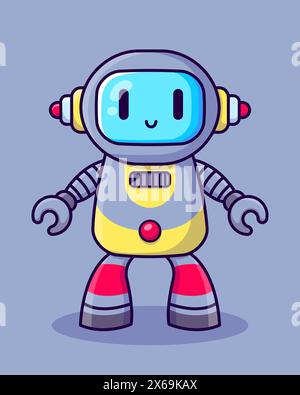 Cute cartoon robot. Artificial Intelligence. Robot assistant. Vector illustration. Stock Vector