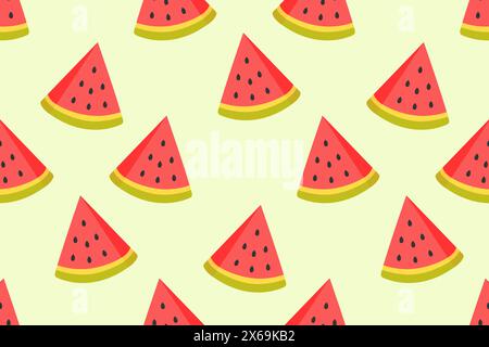 Seamless pattern of watermelon slices...Vector illustration. Stock Vector