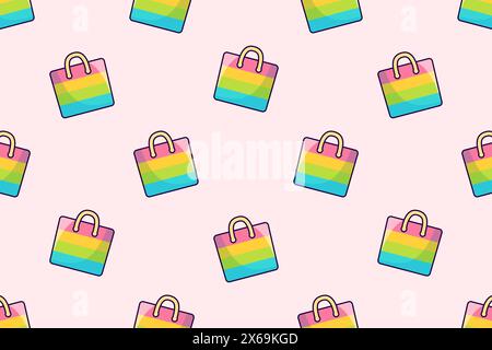 Pattern of cartoon beach bags. Vector illustration. Stock Vector