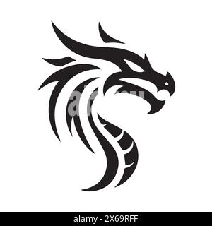 dragon head Illustration hand drawn sketch doodle for tattoo, stickers, logo, Stock Vector