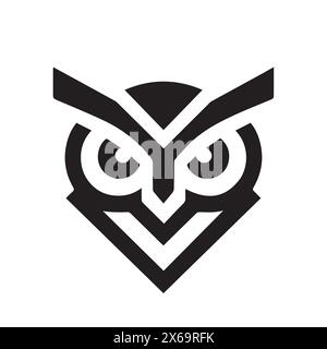 Owl Icon on Black and White Vector Tattoo Stock Vector