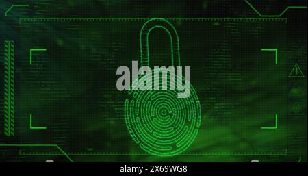 Image of hud screen with padlock on abstract background Stock Photo