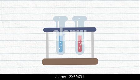 Image of measures cups over bluelines on white Stock Photo